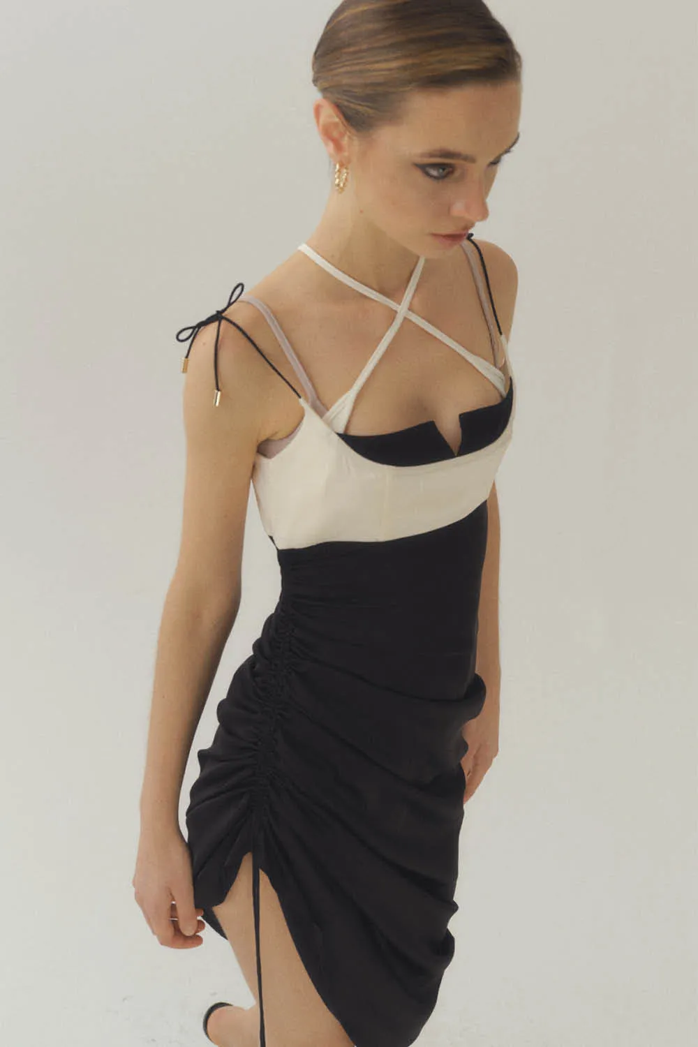 Silk Corset Pleated Dress
