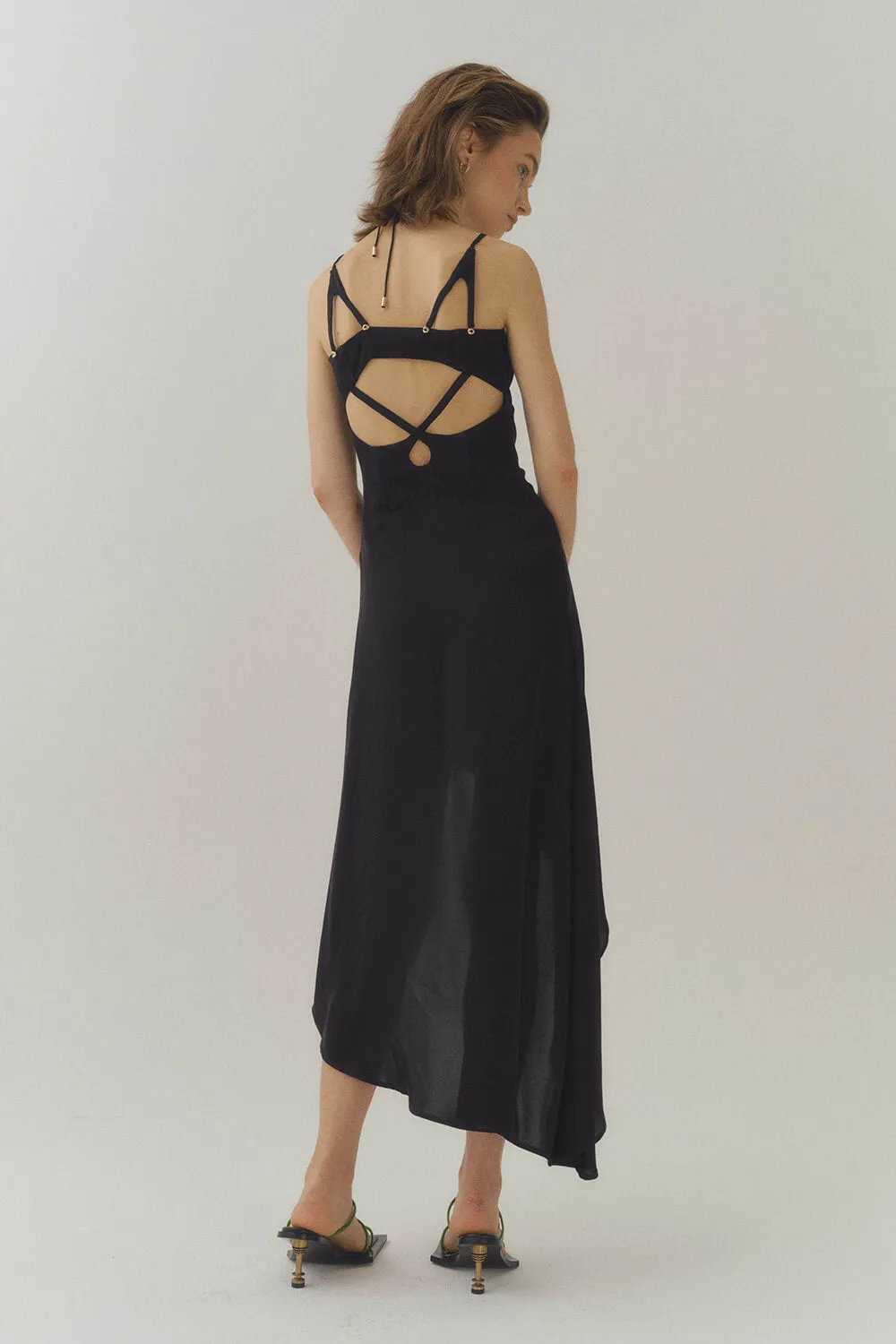 Silk Oval Straps Corset Dress