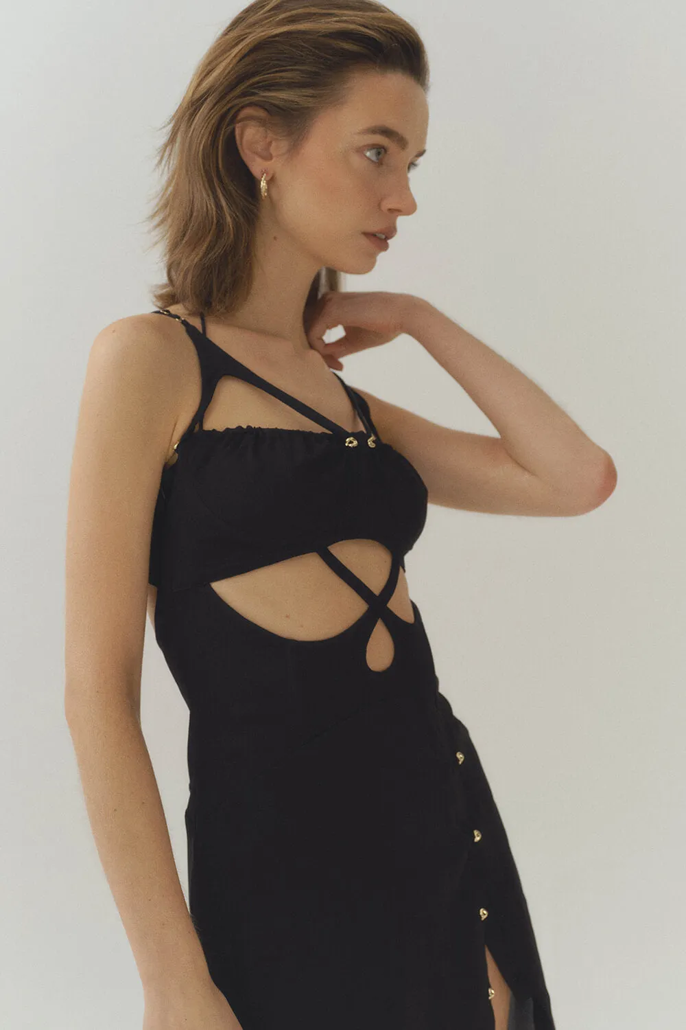 Silk Oval Straps Corset Dress