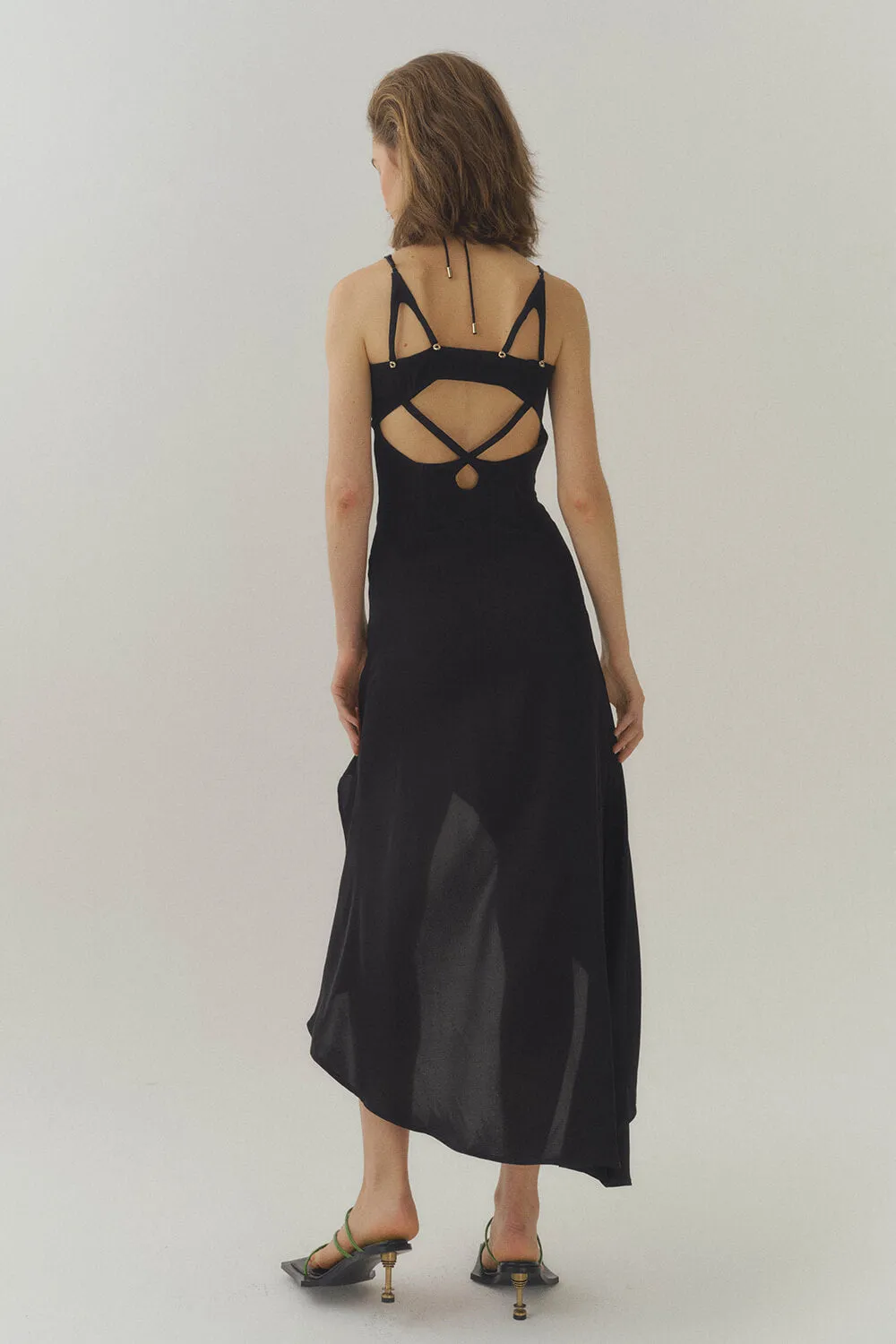 Silk Oval Straps Corset Dress
