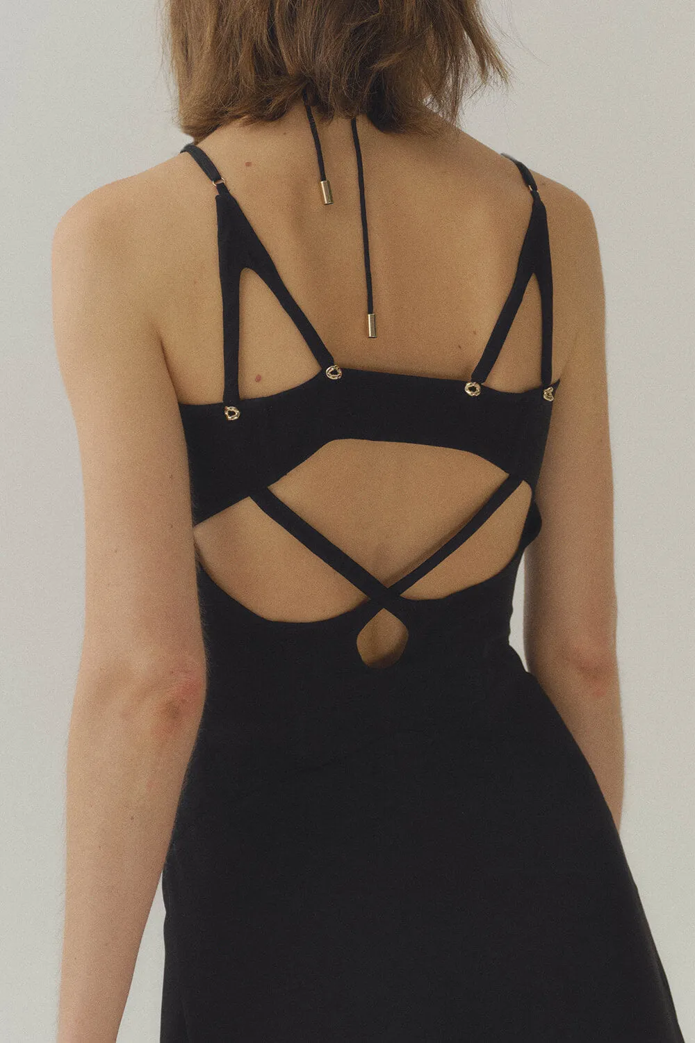 Silk Oval Straps Corset Dress