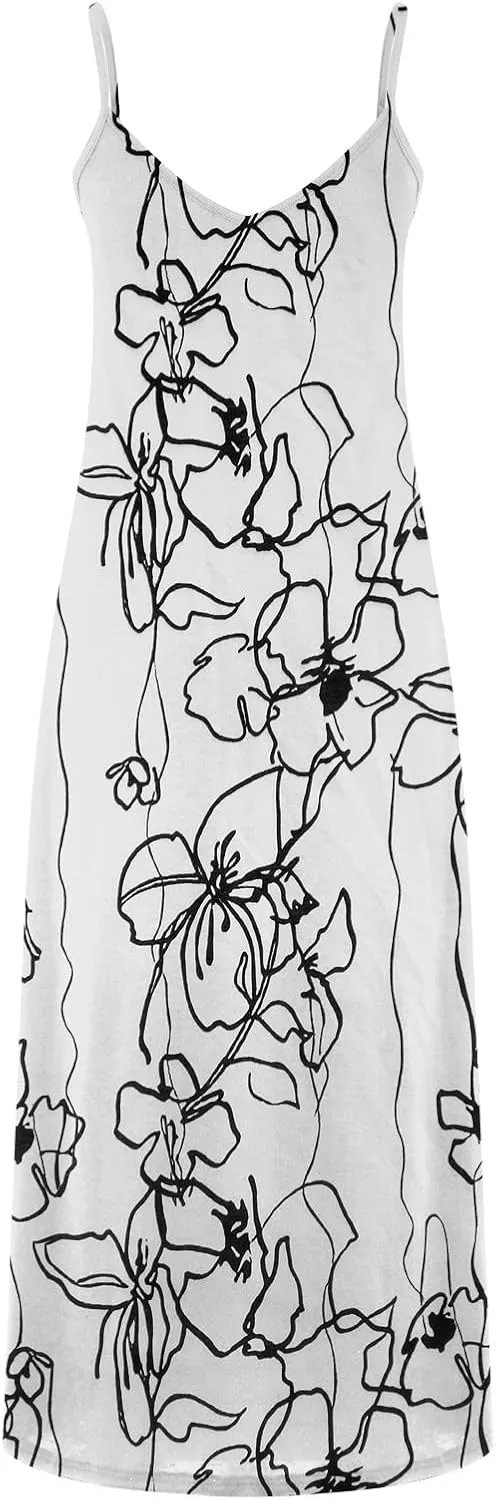Summer Dresses for Womens 2024 Trendy Flowy V Neck Sleeveless Maxi Dress Casual Loose Fit Dress Long Beach Sundress