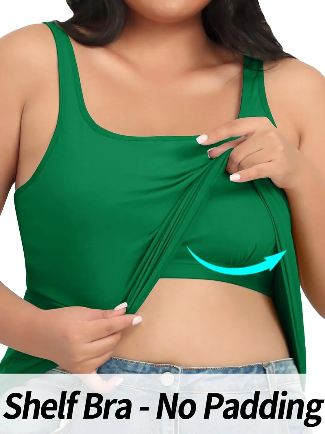 V FOR CITY Plus Size Tank Top for Women with Shelf Bra Adjustable Wide Strap Camisole Summer Basic Cotton Udershirts 1X-5X