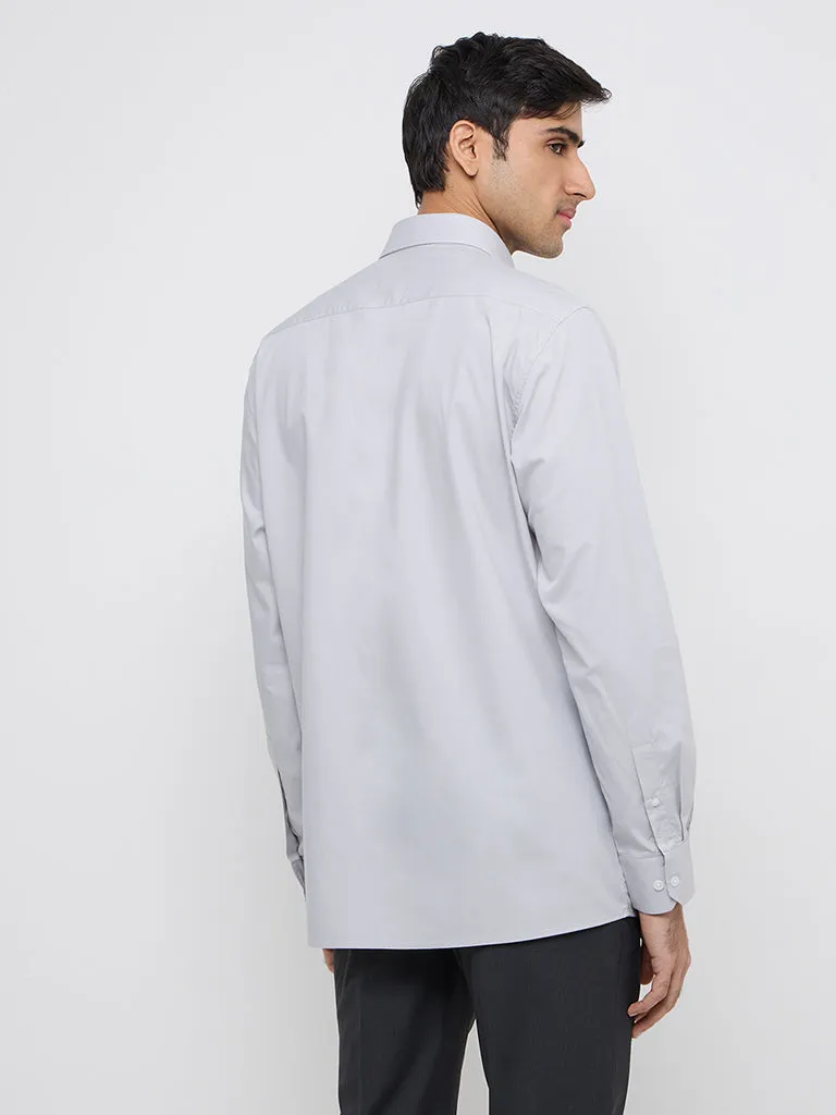 WES Formals Grey Relaxed-Fit Cotton-Blend Shirt