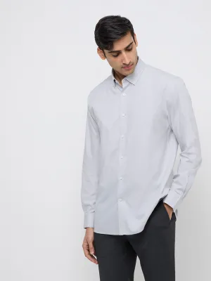 WES Formals Grey Relaxed-Fit Cotton-Blend Shirt