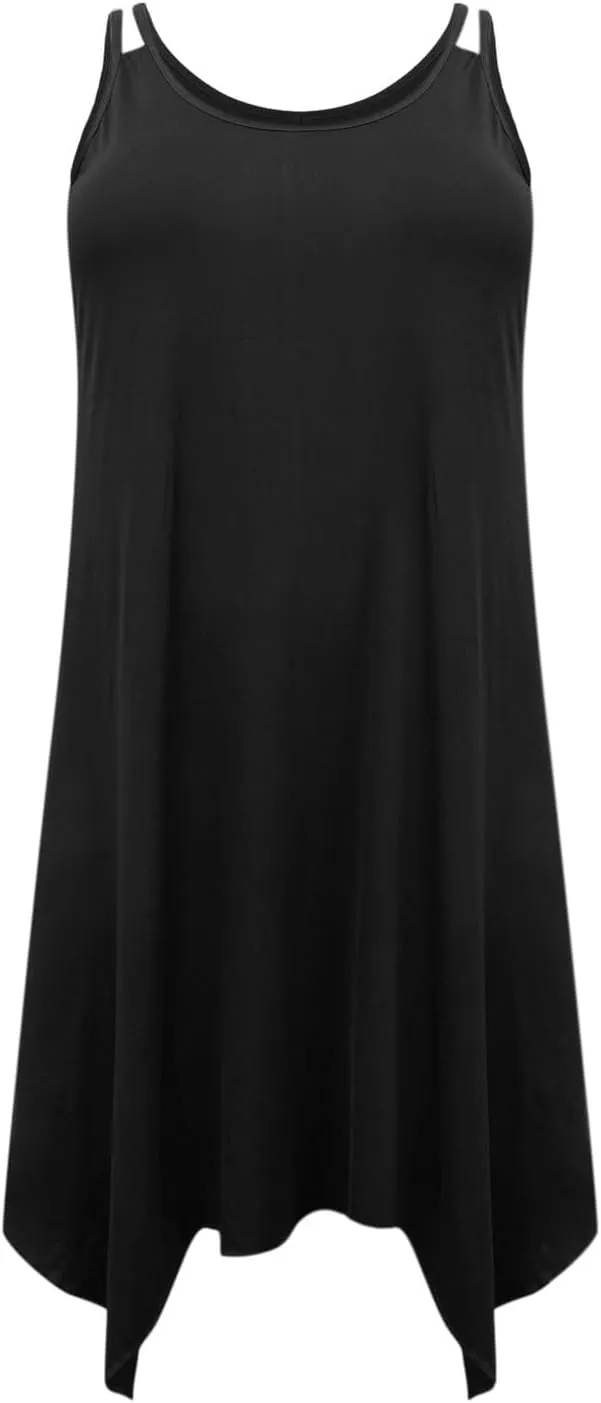 Women's Plus Size Summer Dress Casual Boho Sundress Spaghetti Strap Beach Cover Up Flowy Midi Vacation Dresses