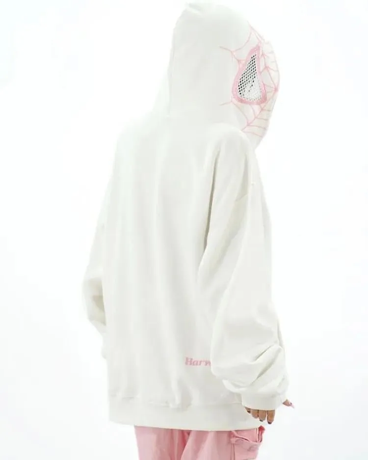 Y2k Hip Hop Embroidery Spider Hoodie Full Zip Up Harajuku Streetwear Oversized Kawaii Graphic Jacket Sweatshirts