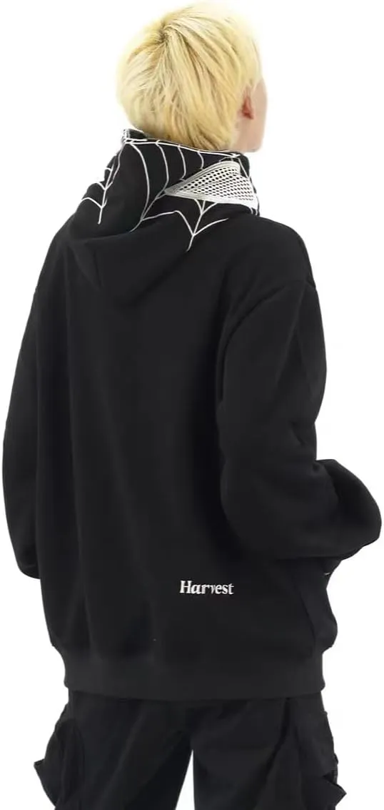 Y2k Hip Hop Embroidery Spider Hoodie Full Zip Up Harajuku Streetwear Oversized Kawaii Graphic Jacket Sweatshirts